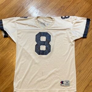 Troy Aikman Cowboys jersey Champion Men's Cream and Navy Jersey